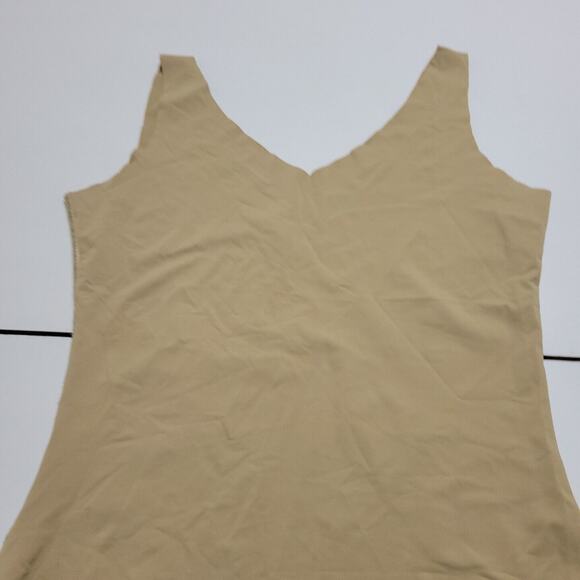 Jockey Top Women Large Shirt Tan Sleeveless Fitted Tank Undershirt Tummy Control - Picture 3 of 12